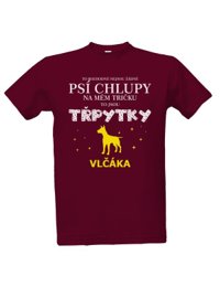 Tričko s potiskem psí chlupy pánské bordó s
