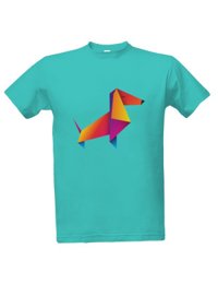 Tričko s potiskem origami - jezevčík pánské carribean blue s