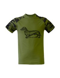 Tričko s potiskem hladkosrstý jezevčík pánské military s
