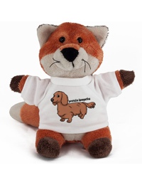Obrázek hračky Liška s potiskem plyšová liška s jezevčíkem bílá jednotná